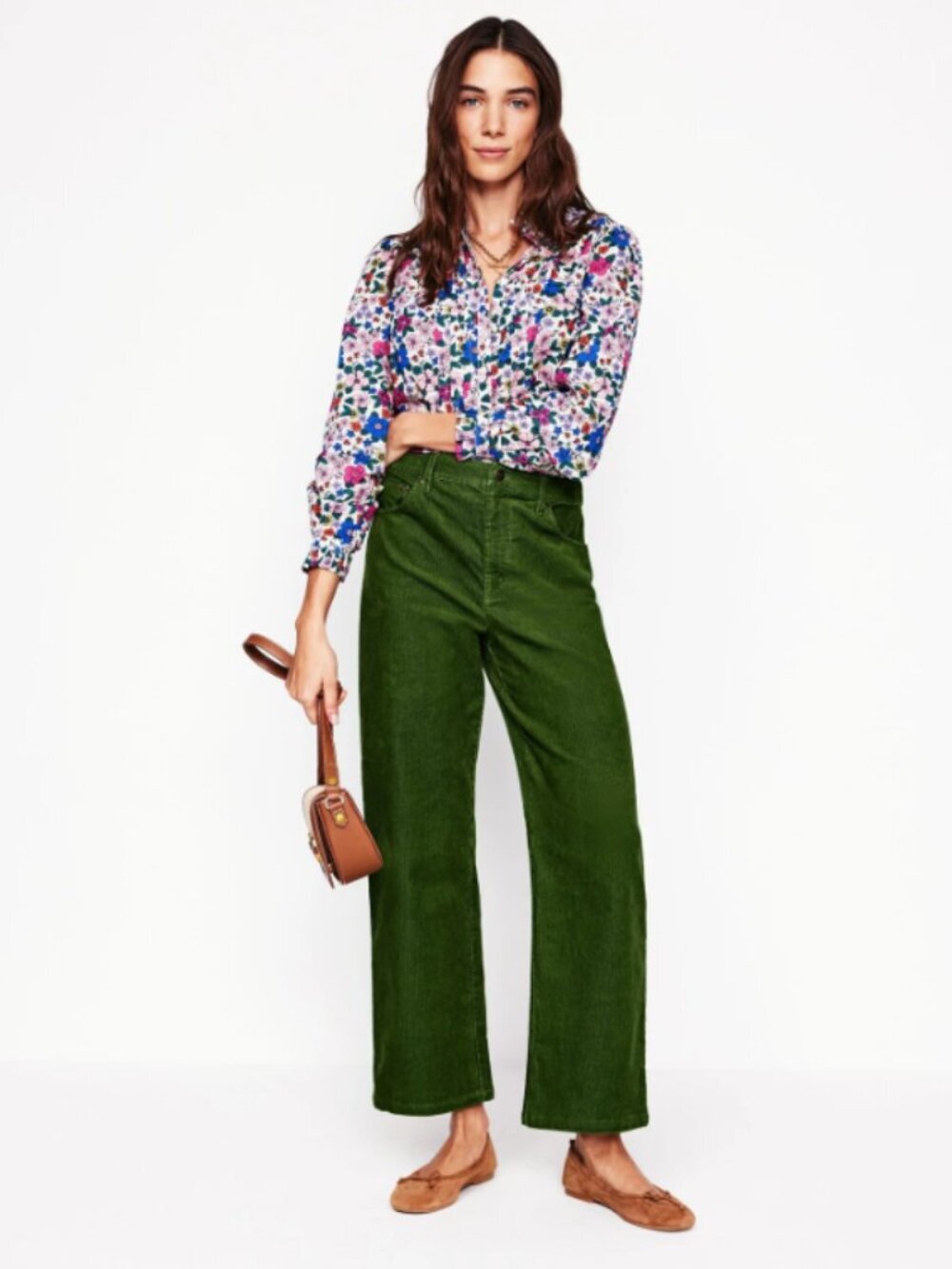 Boden | NWT High Rise Straight Cord Jeans Wide Leg Corduroy Green Size 10 - Picture 2 of 11